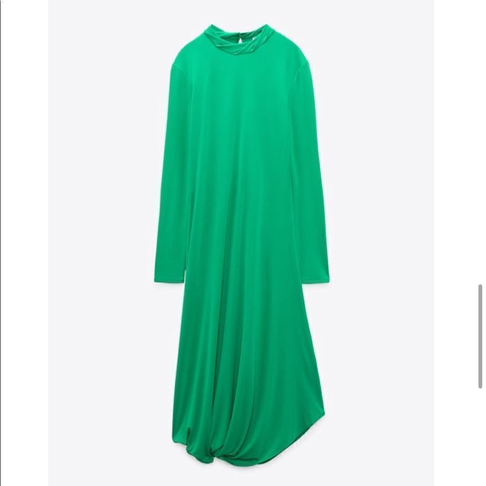 Zara Flowy Draped Midi Dress NWT